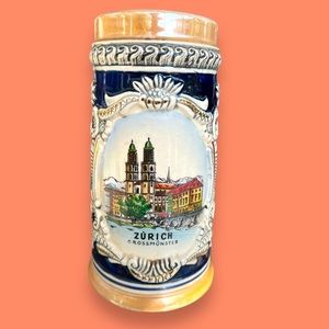 Zürich Grossmünster Switzerland Vintage German Beer Stein Mug Cool Retro Barware